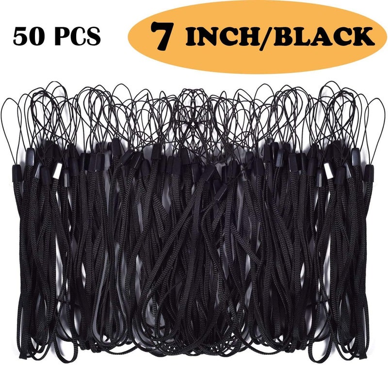 FINENIC 7 Inch Nylon Hand Wrist Strap Lanyard for USB Flash Drives, Keys, Keychains, ID Name Tag Badge Holders,Camera Cute Flash Drive, Black (50PCS) - Image 2